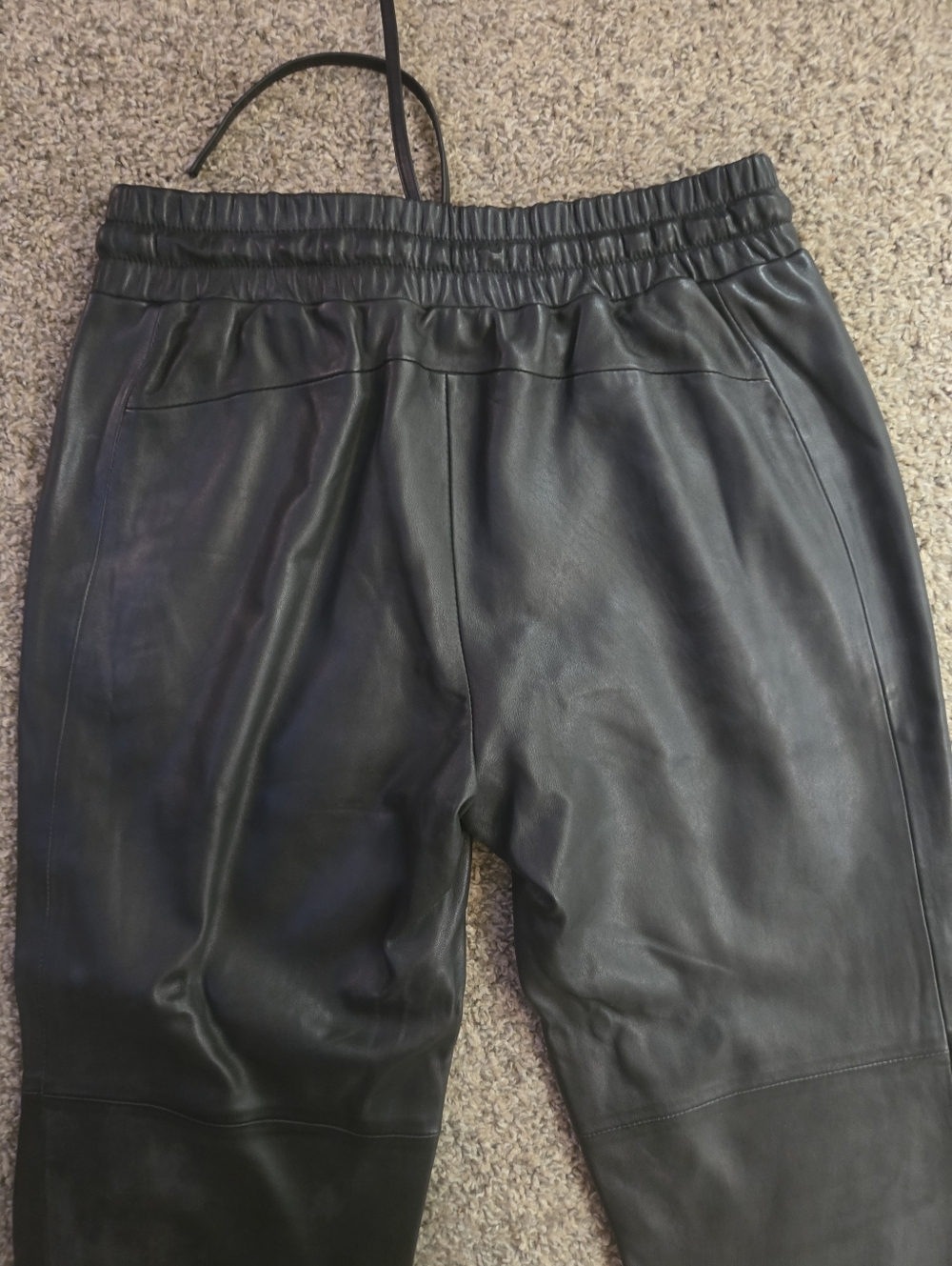 Derek Lam 1OC Athleta Black Lamb Leather Jogger Pants - Picture 5 of 7